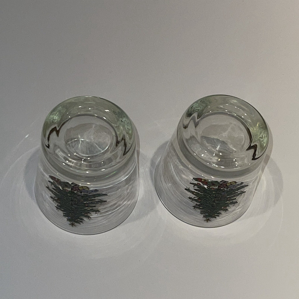 Vintage Christmas Tree Print Low Ball Whiskey Glasses 3.25” EUC FLAWED READ - Picture 8 of 9